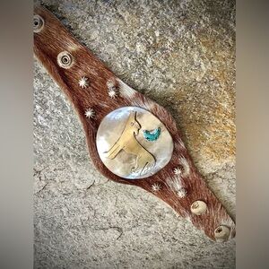 Wolf/ moon cuff, adjustable